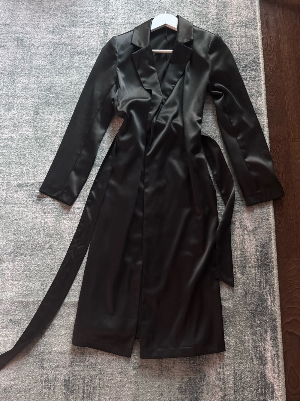 Sleek Black Satin Duster